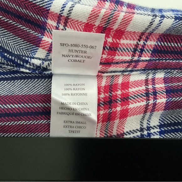 Rails Hunter Button Up Shirt XS Navy Rouge Cobalt  Plaid Western Cowgirl Boho - Picture 11 of 12